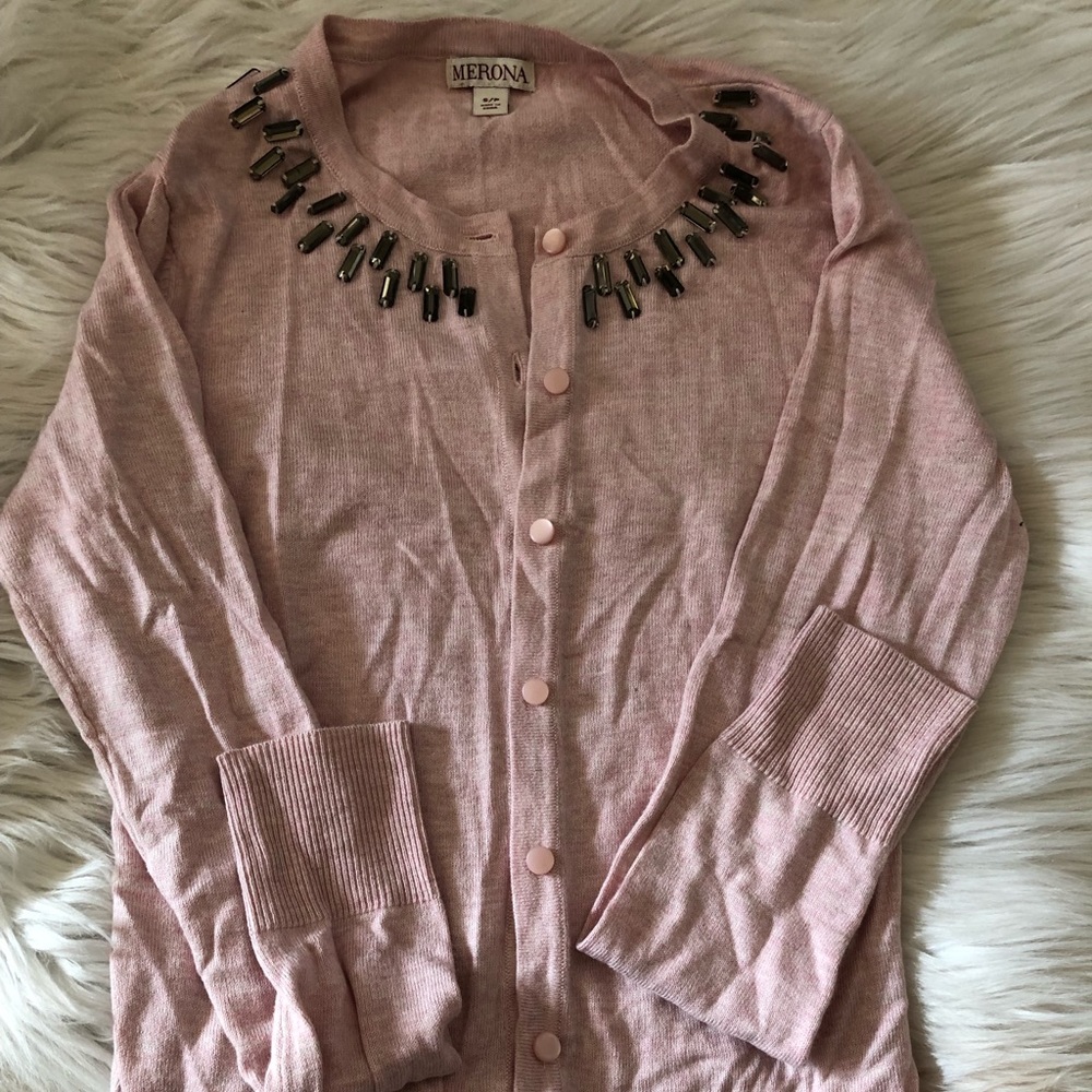Pink Embellished Cardigan